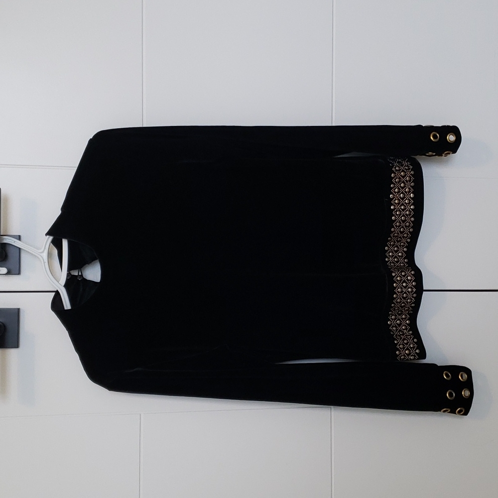 Black Velvet Sweater with gold decor